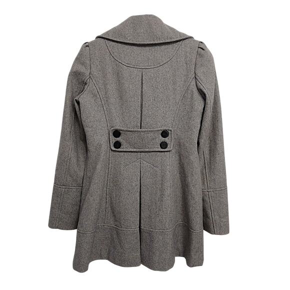 Guess Wool Pea Coat Womens Sz S Gray Double Breasted Large Lapel Collar Preppy - Picture 7 of 16